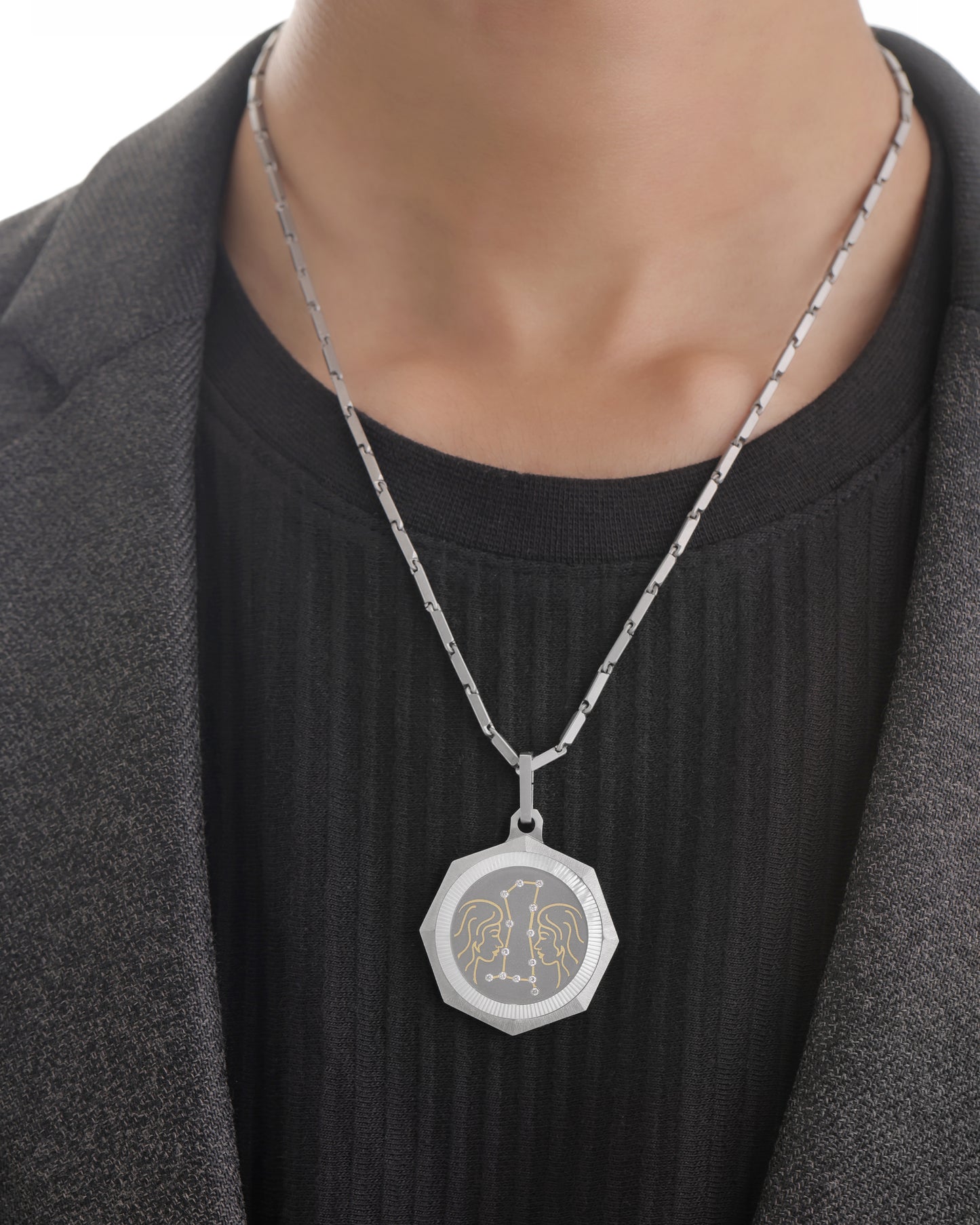 Gemini – Titanium Zodiac Pendant